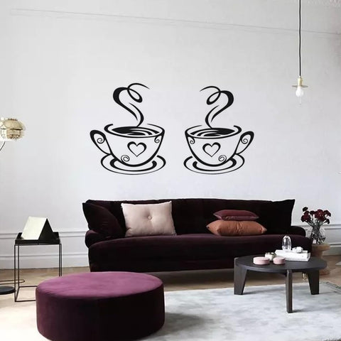 Cafe Kitchen Coffee Wall Sticker | Vinyl Removable Coffee Cup Window Sticker for Afternoon Tea & Kitchen Decor The Wall Valley