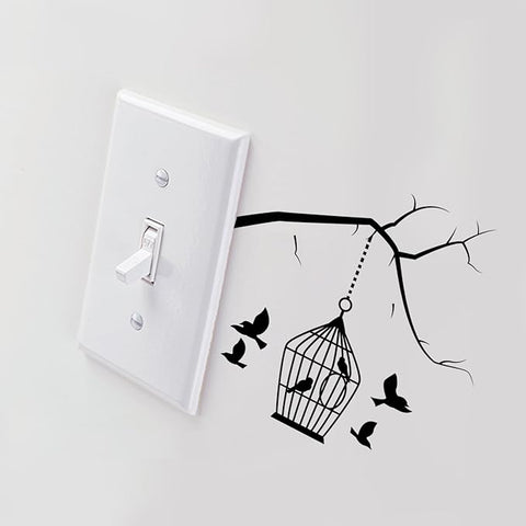 Bird Cage Wall Switch Sticker | Decorative Home Décor Decal The Wall Valley