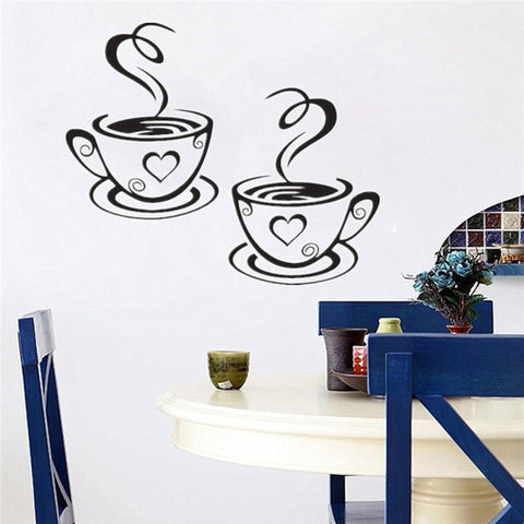 Cafe Kitchen Coffee Wall Sticker | Vinyl Removable Coffee Cup Window Sticker for Afternoon Tea & Kitchen Decor The Wall Valley