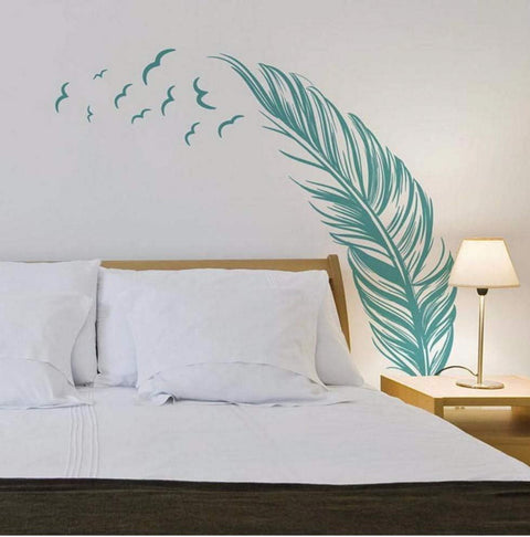Vinyl Feather Wall Decal Birds of a Feather Wall Art Sticker Birds Feather Wall Decor Wall Applique Wall Graphic Home Interior Design Dark Brown The Wall Valley