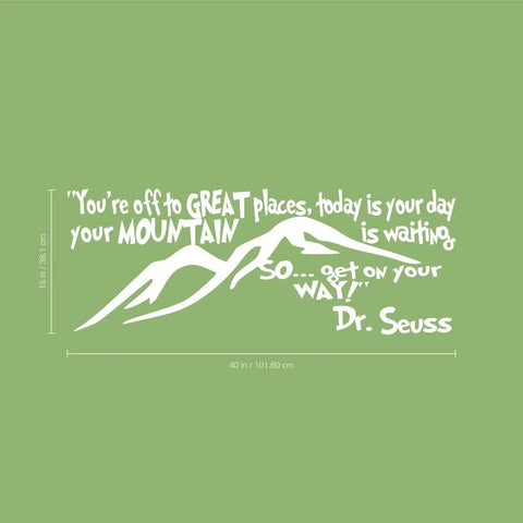 Imprinted Designs You're Off to Great Places. Dr Seuss Quote Vinyl Wall Decal Sticker Art The Wall Valley