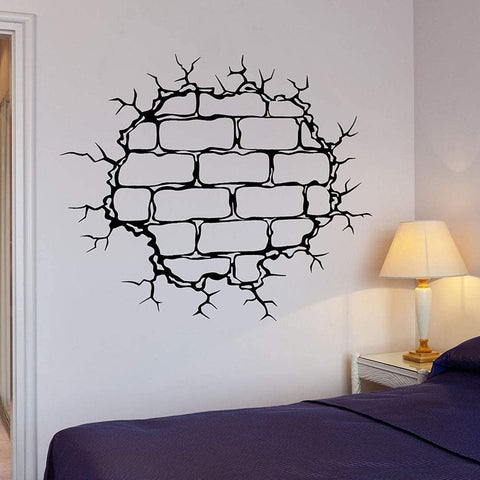 Brick Wall Crack Hole Pattern Decor – Destruction Style Vinyl Decal