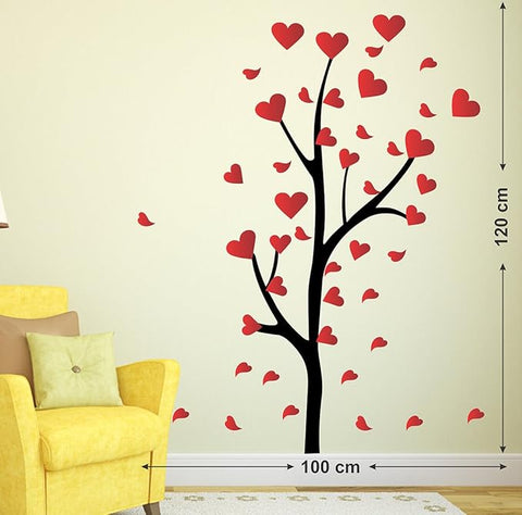 Tree With Heart Leaves Wall Sticker – Charming Bedroom Décor The Wall Valley