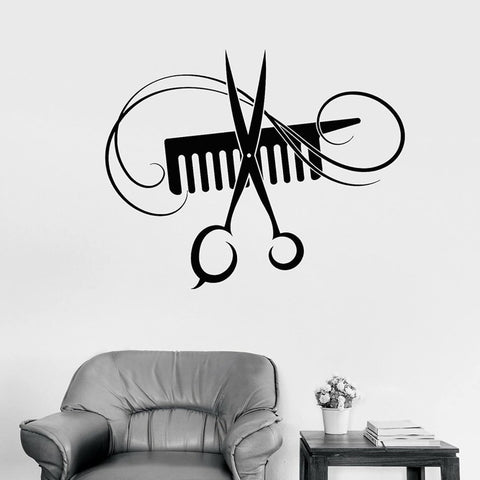 Hair Salon Wall & Window Decal - Hair Stylist Scissors & Tools Sticker for Beauty Salons and Barber Shops - The Wall Valley
