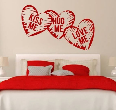 Love Hearts Kiss Me Hug Me Love Me Wall Sticker | Removable Vinyl Décor for Marriage & Bedroom The Wall Valley