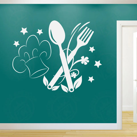 Kitchen Wall Decal – Cooking Spoon, Chef's Hat & Fork Vinyl Sticker The Wall Valley