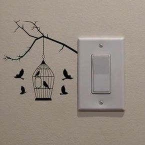 Bird Cage Wall Switch Sticker | Decorative Home Décor Decal The Wall Valley