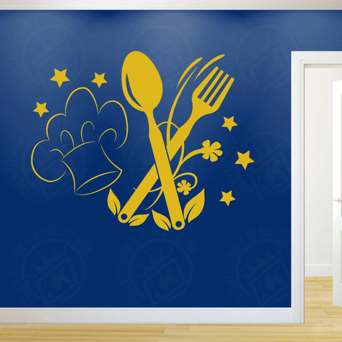 Kitchen Wall Decal – Cooking Spoon, Chef's Hat & Fork Vinyl Sticker The Wall Valley