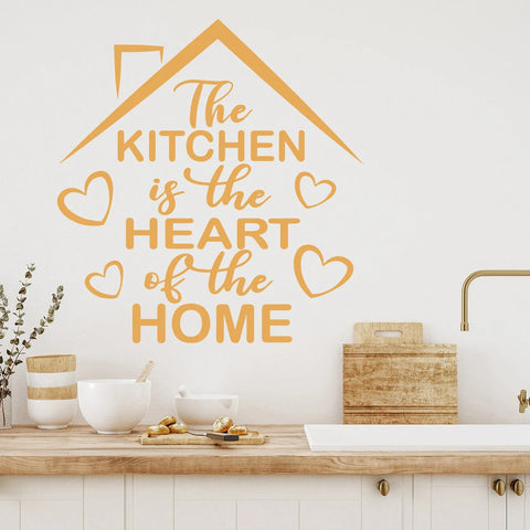 Kitchen Wall Sticker - "Heart of the Home" Roof Quote Vinyl Decal The Wall Valley
