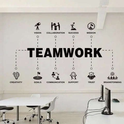 Teamwork Values Wall Decal | Motivational Office Decor for Team Spirit & Building The Wall Valley
