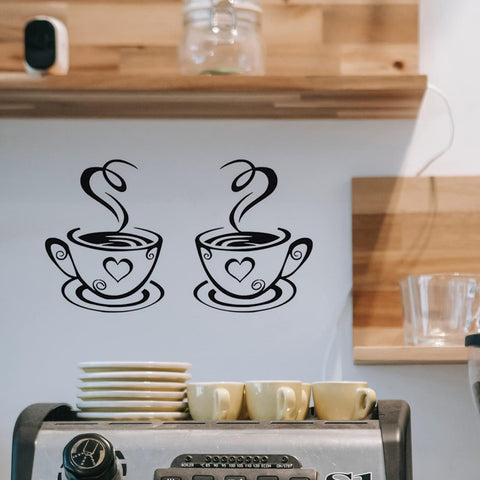 Cafe Kitchen Coffee Wall Sticker | Vinyl Removable Coffee Cup Window Sticker for Afternoon Tea & Kitchen Decor The Wall Valley