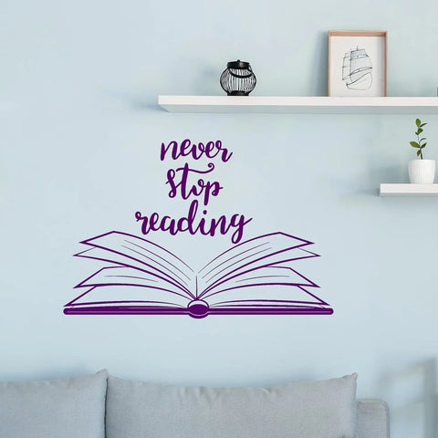 Vinyl Wall Decal Open Book Quote | Reading Room & Library Decor Stickers Mural The Wall Valley