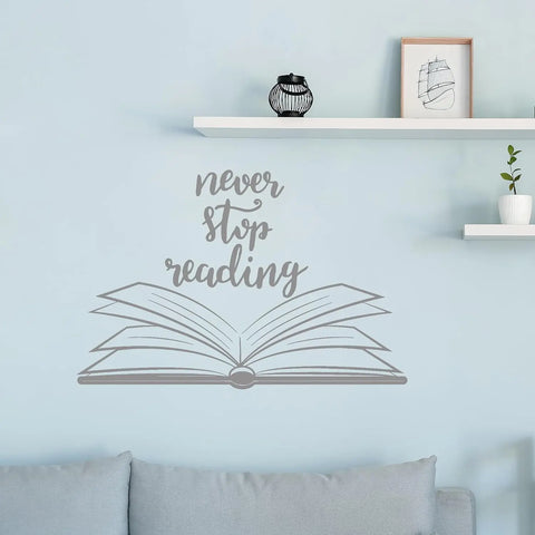 Vinyl Wall Decal Open Book Quote | Reading Room & Library Decor Stickers Mural The Wall Valley