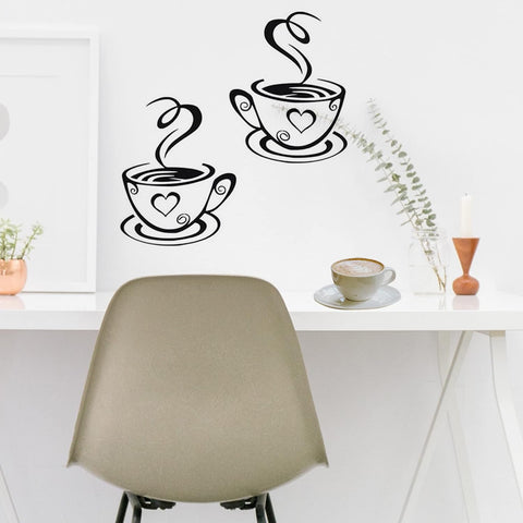 Cafe Kitchen Coffee Wall Sticker | Vinyl Removable Coffee Cup Window Sticker for Afternoon Tea & Kitchen Decor The Wall Valley