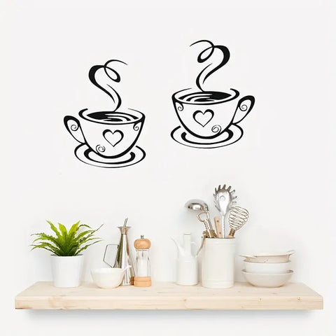 Cafe Kitchen Coffee Wall Sticker | Vinyl Removable Coffee Cup Window Sticker for Afternoon Tea & Kitchen Decor The Wall Valley