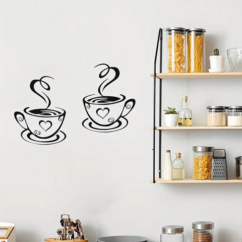 Cafe Kitchen Coffee Wall Sticker | Vinyl Removable Coffee Cup Window Sticker for Afternoon Tea & Kitchen Decor The Wall Valley