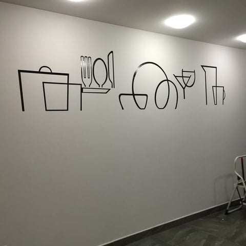 Vinyl Wall Art Decal - Abstract Kitchen Items One Line Design for Trendy Kitchen and Dining Decor The Wall Valley