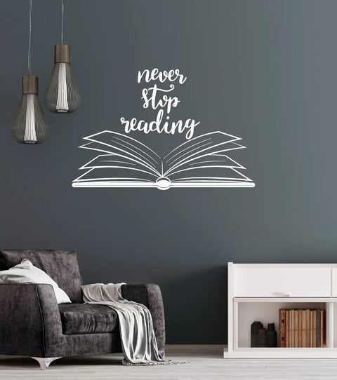 Vinyl Wall Decal Open Book Quote | Reading Room & Library Decor Stickers Mural The Wall Valley