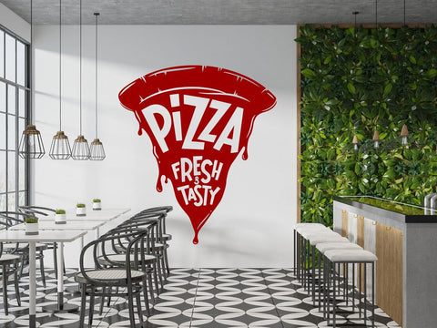 Pizza Wall Decal - Pizza Slice, Quotes Wall Art, Pizza Shop Vinyl Sticker The Wall Valley
