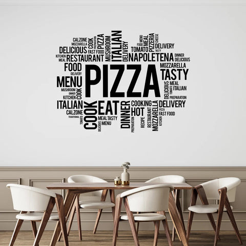 Pizza Vinyl Wall Decal Pizzeria Words Cloud Italian Restaurant Decoration Fast Food Delivery Decor Window Art Stickers Mural The Wall Valley