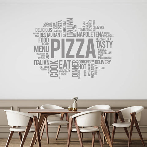 Pizza Vinyl Wall Decal Pizzeria Words Cloud Italian Restaurant Decoration Fast Food Delivery Decor Window Art Stickers Mural The Wall Valley