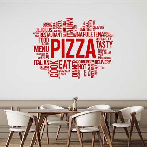Pizza Vinyl Wall Decal Pizzeria Words Cloud Italian Restaurant Decoration Fast Food Delivery Decor Window Art Stickers Mural The Wall Valley