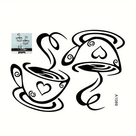 Cafe Kitchen Coffee Wall Sticker | Vinyl Removable Coffee Cup Window Sticker for Afternoon Tea & Kitchen Decor The Wall Valley