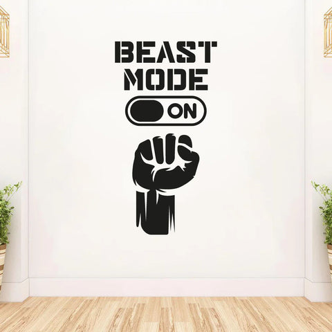 Beast Mode On - Workout Motivation Quote Home Gym Wall Decor | Fitness Inspiration Vinyl Wall Art Sticker The Wall Valley