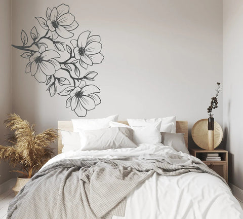 Corner Flowers Wall Sticker - Elegant Floral Wall Decal for Modern Luxury Decals The Wall Valley