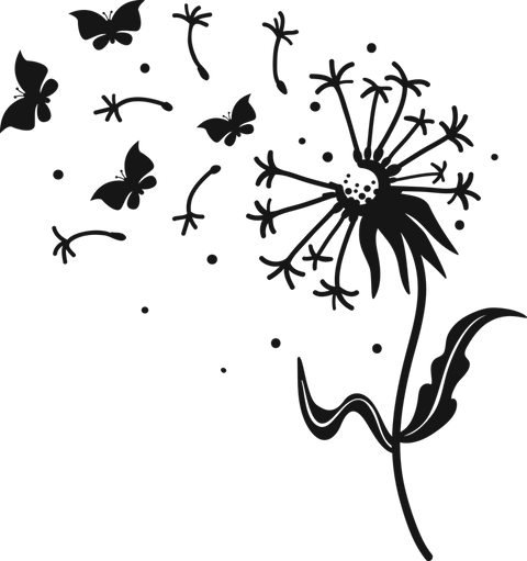 Dandelion and butterflies bedroom wall decal The Wall Valley