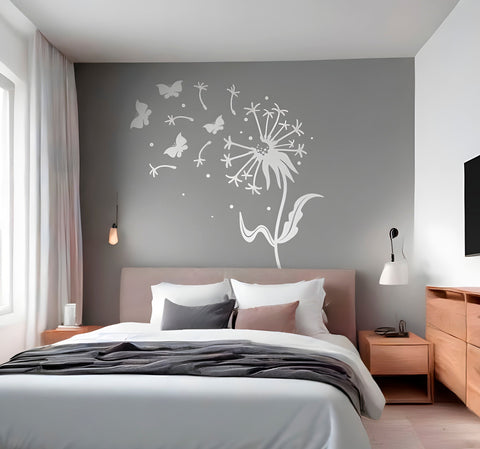 Dandelion and butterflies bedroom wall decal The Wall Valley