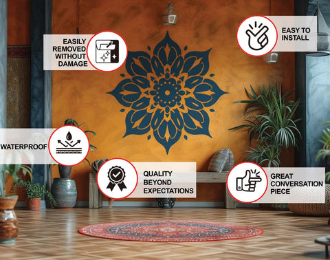 Elegant Mandala Wall Sticker - Symmetrical Vinyl Decal for Home and Studio Decals The Wall Valley