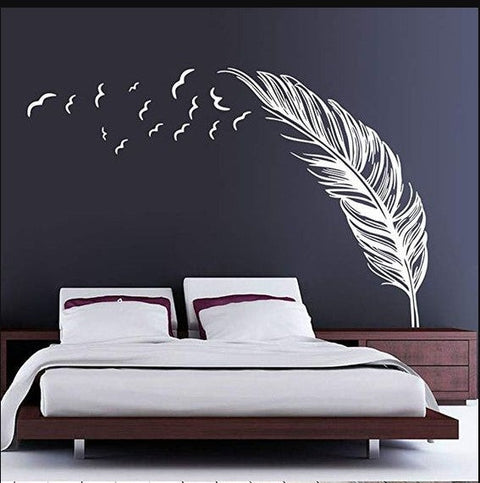 Vinyl Feather Wall Decal Birds of a Feather Wall Art Sticker Birds Feather Wall Decor Wall Applique Wall Graphic Home Interior Design Dark Brown The Wall Valley