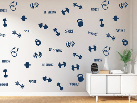 Gym Wall Sticker - Stronger Than Yesterday Handwritten Quote One set,two sets, and three sets The Wall Valley