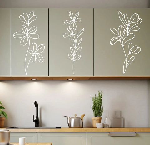 Flower Decal - Minimalist Floral Line Drawing for Accent Wall & Home Decals The Wall Valley