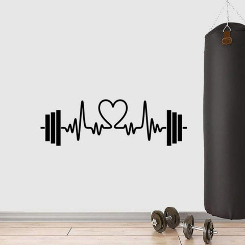 Heartbeat Gym Wall Decal Vinyl Sticker – Bodybuilder Gift & Fitness Decor The Wall Valley