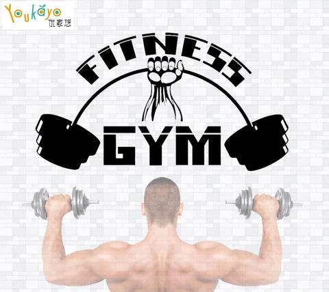 Fitness Club Wall Decal | Gym Sticker Barbell Bodybuilding Posters | Vinyl Decor Mural for Fitness & CrossFit The Wall Valley