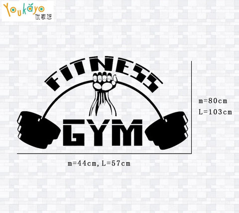 Fitness Club Wall Decal | Gym Sticker Barbell Bodybuilding Posters | Vinyl Decor Mural for Fitness & CrossFit The Wall Valley