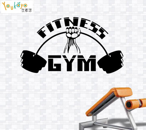 Fitness Club Wall Decal | Gym Sticker Barbell Bodybuilding Posters | Vinyl Decor Mural for Fitness & CrossFit The Wall Valley