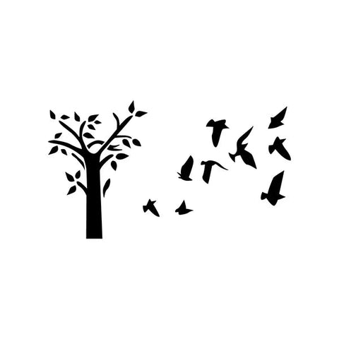 Vinyl Wall Art Decal - Tree and Birds | Cute Animal Décor for Light Switches The Wall Valley