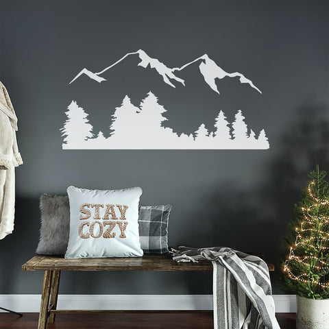 Snow Mountain View Wall Decal Sticker - Serene Forest Landscape Decal - The Wall Valley The Wall Valley Vinyl Sticker 
