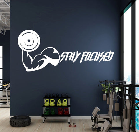 Stay Focused Decal – Motivational Gym Wall Art, Fitness Quote Vinyl Sticker for Home Gym and Workout Spaces The Wall Valley