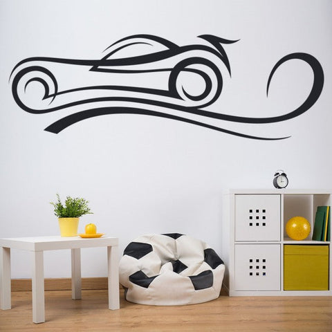 Living Room Wall Sticker - Cartoon Car Abstract Super Speed Racing Vinyl Decor The Wall Valley