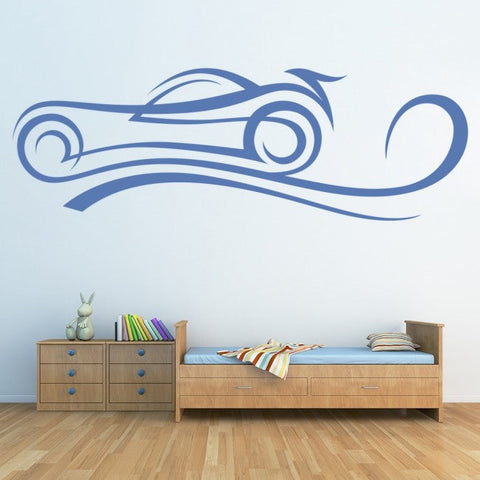 Living Room Wall Sticker - Cartoon Car Abstract Super Speed Racing Vinyl Decor The Wall Valley