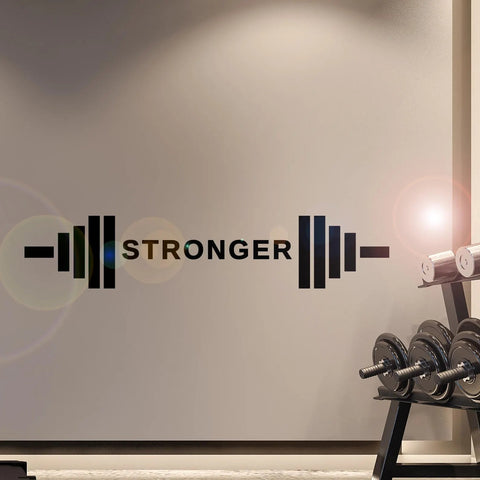 Stronger Sports Barbell Quote Vinyl Wall Decal – Motivational Gym Wall Art for Home Workout Spaces The Wall Valley