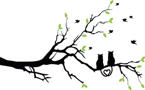 Cat on Long Tree Branch Wall Sticker - Whimsical Kids Room Decal - The Wall Valley The Wall Valley Vinyl Sticker 
