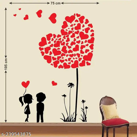 WALLSTICKY Boy and Girl in Love with Hearts Sticker – Romantic Wall Décor for Any Space The Wall Valley