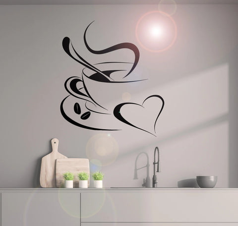 Vinyl Decal Coffee Break | Romantic Coffee Shop Wall Sticker for Kitchen, Cafe, or Restaurant Decoration - The Wall Valley The Wall Valley Vinyl Sticker 