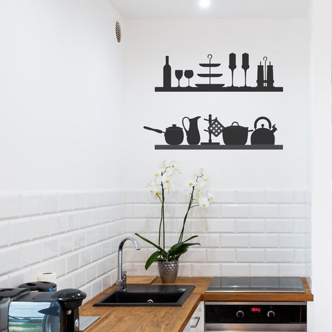 Shelf Wall Sticker - Kitchen Shelf - Home Decor Wall Decals - Kitchen Wall Art The Wall Valley