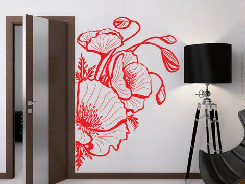 Poppy Flower Decal - Large Plant Theme Vinyl Wall Sticker The Wall Valley